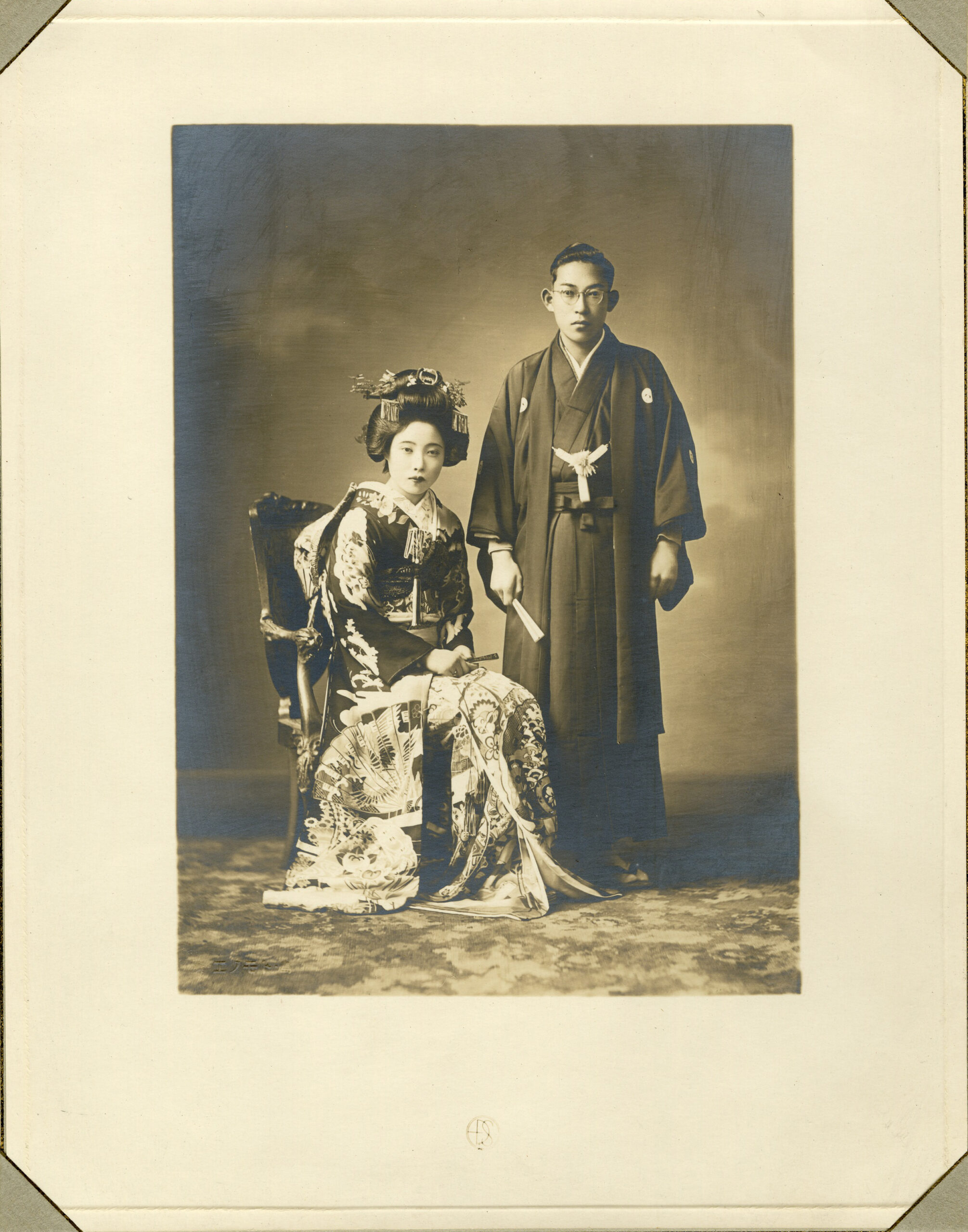 Wedding portrait of James Numata and his first wife, ca. 1938.