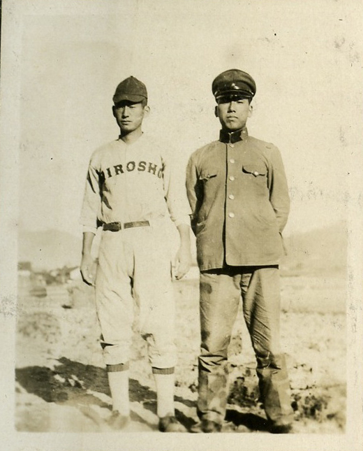 iroshima ball player with student, ca. 1935.