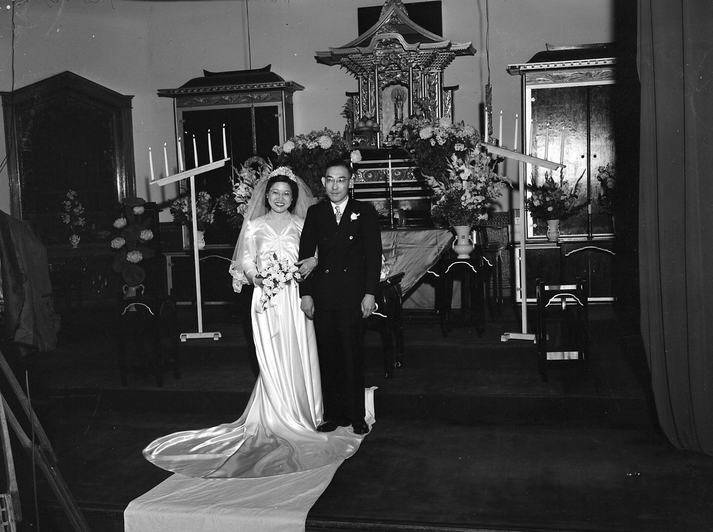 James and Mary Numata’s wedding, September 24, 1950, at the Chicago Buddhist Church.