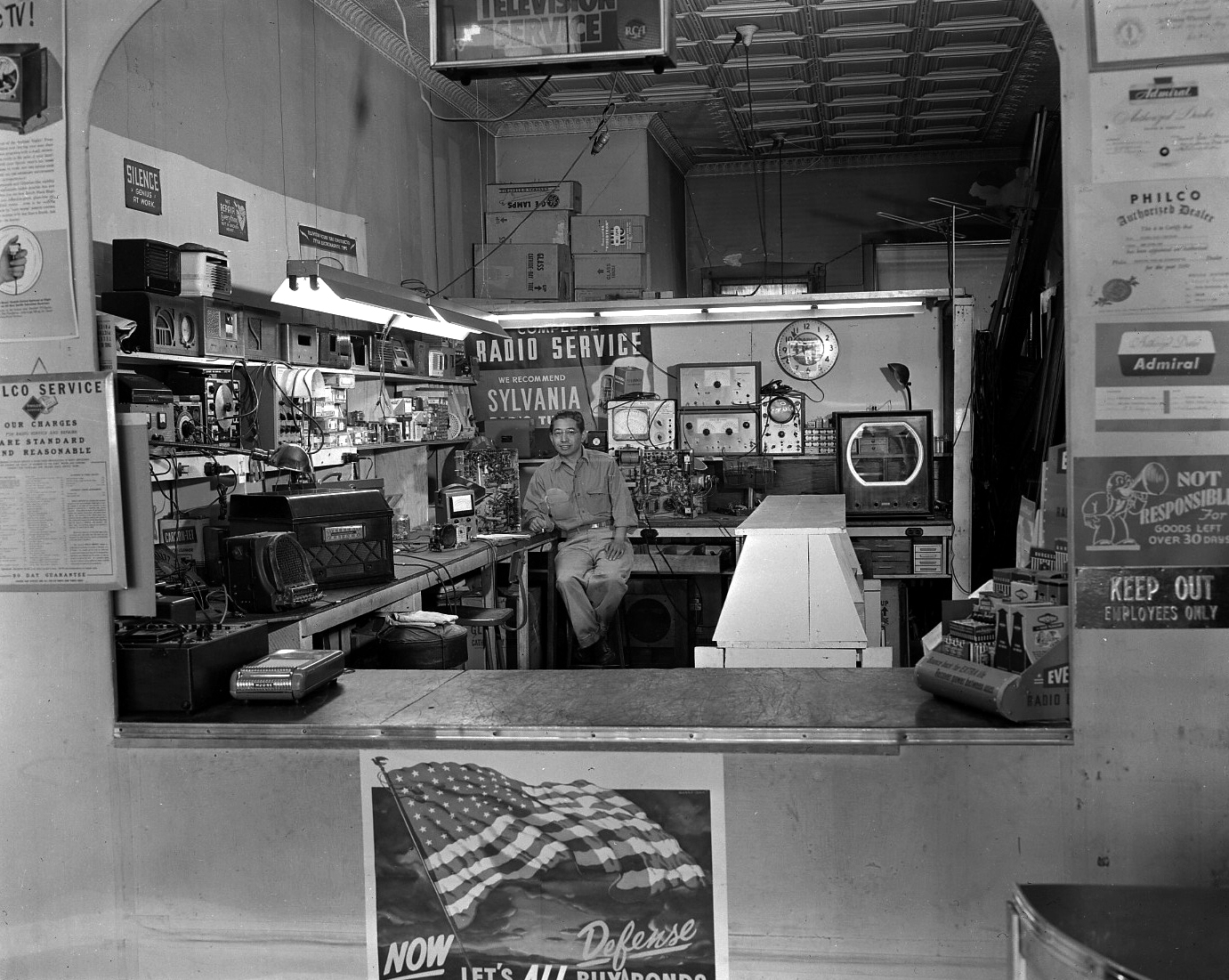 Philco Service shop, ca. 1950.