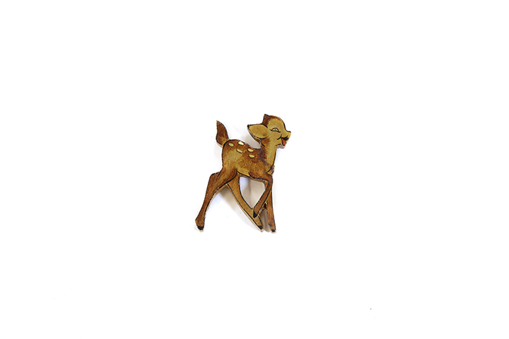 Hand carved and painted wood “Bambi” pin, ca. 1942.