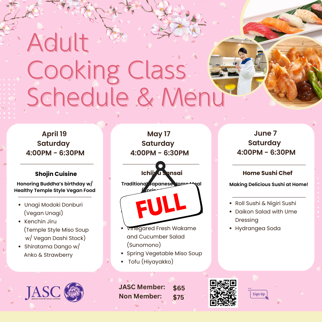 Adult Spring Cooking Class Schedule & Menu