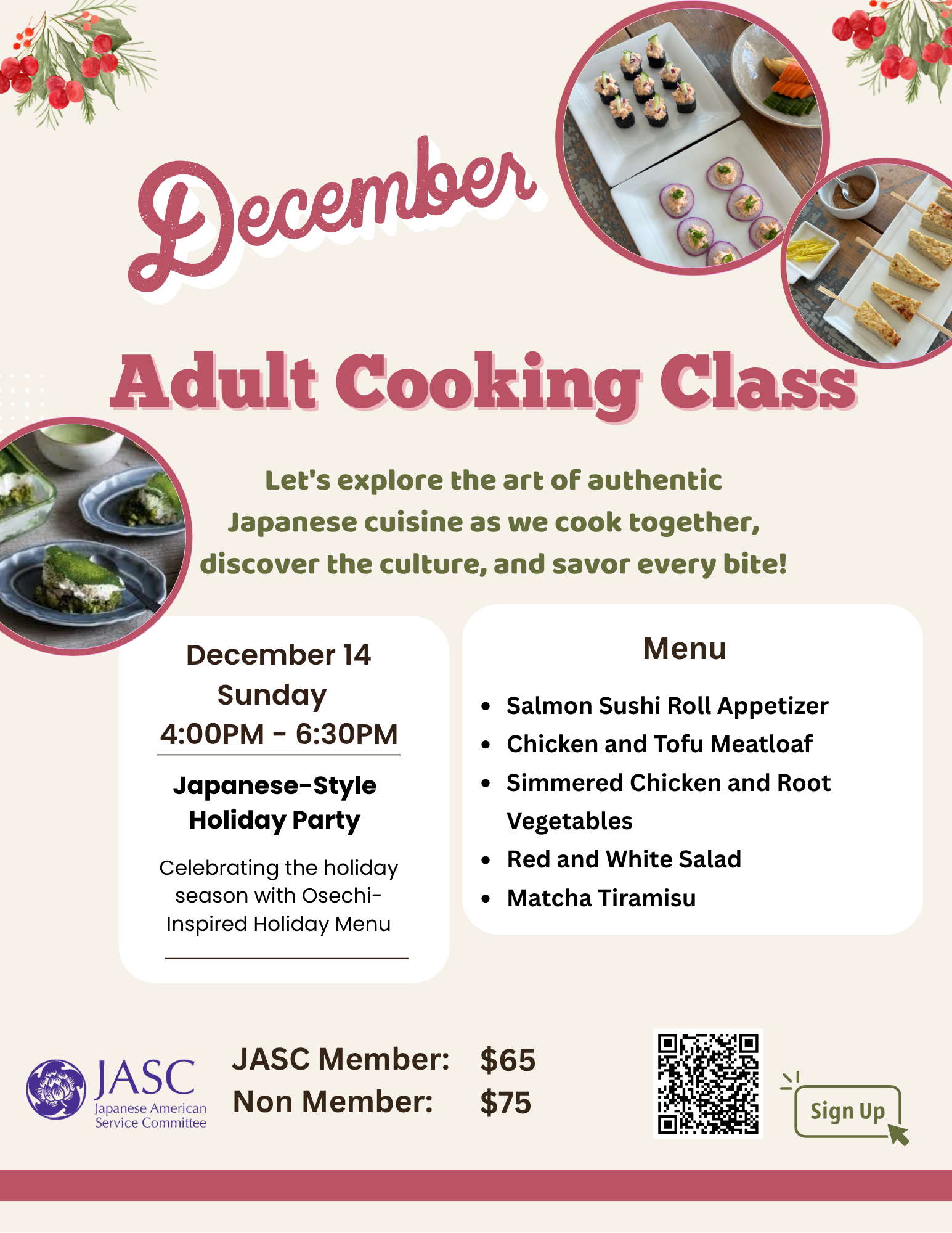 December Adult Cooking Class