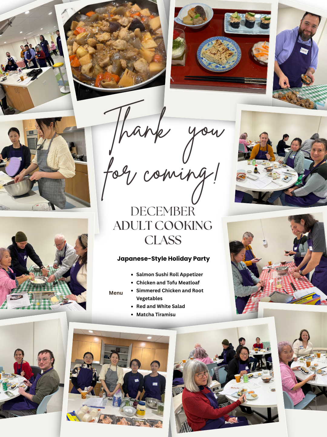 December Adult Cooking Class Thank you!