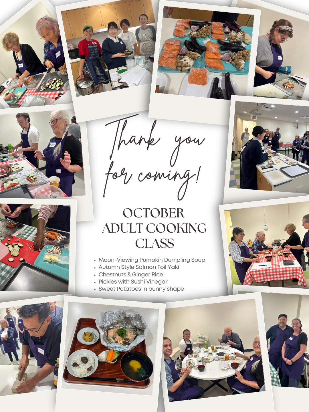 October Adult Cooking Class Thank you!